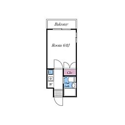 美咲の翔ヒルズ 1Kの間取図画像