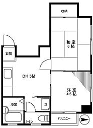 コーポイシイ 2DKの間取図画像