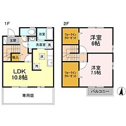 ドルフ東久万2 2LDKの間取図画像