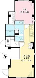 ラシーネ・テラス文京千駄木 1LDKの間取図画像