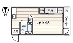 ザ・リバーハイツ 1階ワンルームの間取り