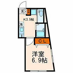 プティミニヨン 1Kの間取図画像