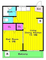 シャロン多摩美 1LDKの間取図画像