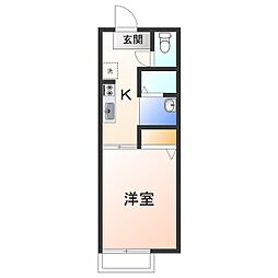 サテライトハウスB棟 1Kの間取図画像