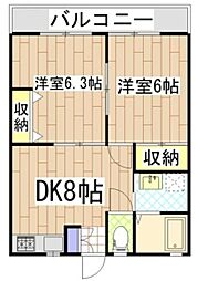 グランディア 2DKの間取図画像