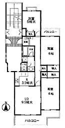 サニータウン茅ヶ崎6号棟 3LDKの間取図画像