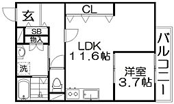 WIN寝屋川 1LDKの間取図画像
