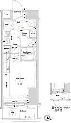 AXAS東十条アジールコート 1階1Kの間取り