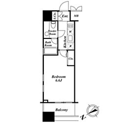 KDXレジデンス戸越 1Kの間取図画像