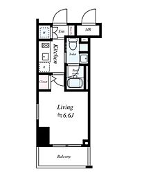 THEパームス東武練馬 8階1Kの間取り