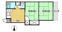 三栄荘 2DKの間取図画像