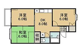 サンハイツK3 3DKの間取図画像
