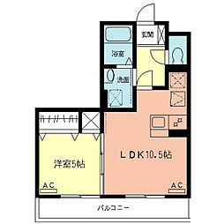 ウィステリア秀和 1LDKの間取図画像