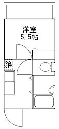 タミーハイツ 1Kの間取図画像