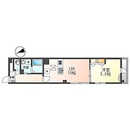 グリシーヌ 1LDKの間取図画像