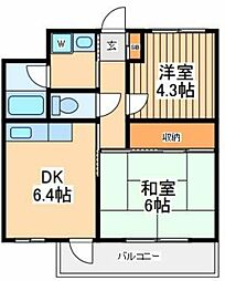ライオンズマンション相模大野第3 2DKの間取図画像