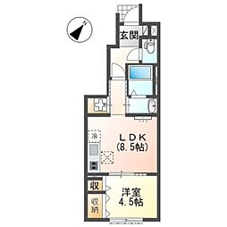 仮)日野市落川アパート新築工事 1LDKの間取図画像