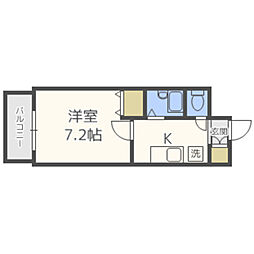 グレーコート大橋 1Kの間取図画像