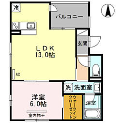 アコール北口 1LDKの間取図画像