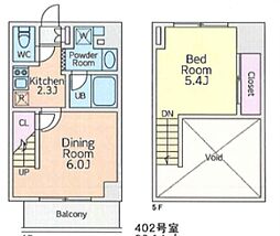 クイーンズ代々木 1DKの間取図画像