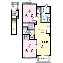 フィオーレ2番館 2LDKの間取図画像