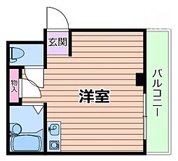 サンメゾンX 2階ワンルームの間取り