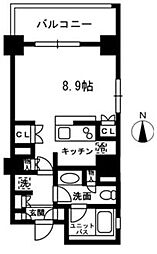 レジディア中落合-B ワンルームの間取図画像