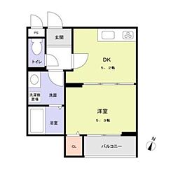 コンフォルタ中津 1DKの間取図画像
