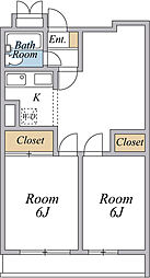 松本中央ビル 2DKの間取図画像