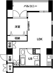 大手門ウェルリバーテラス 1LDKの間取図画像
