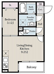阪急千里線 下新庄駅 徒歩8分の賃貸アパート 3階1LDKの間取り