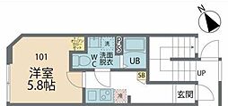 カインドネス相模原 1Kの間取図画像