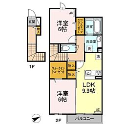 ウエストパーク西台 2LDKの間取図画像