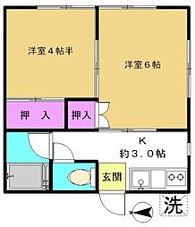 林ハイツ 2Kの間取図画像