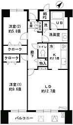 アステリオン松濤 2LDKの間取図画像