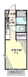 YKL FLAT 2階1Kの間取り