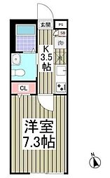 クレド橋本 1Kの間取図画像