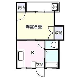 コーポラス真間A 2階1Kの間取り