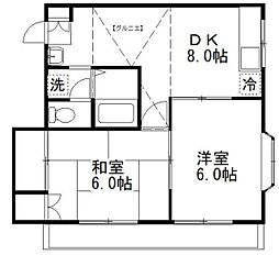 トラストハイツ 2DKの間取図画像