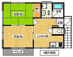 コーポアイビー 2DKの間取図画像