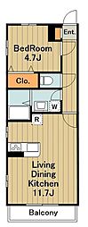 リブリ・花 1LDKの間取図画像