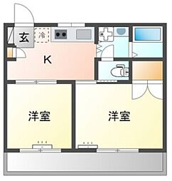 ラピス等々力 2Kの間取図画像