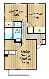 FANTASISTA 1階2LDKの間取り