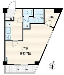 大橋ビル 1Kの間取図画像