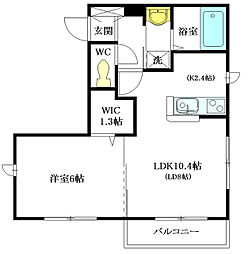 ヴィラプレジール 1LDKの間取図画像