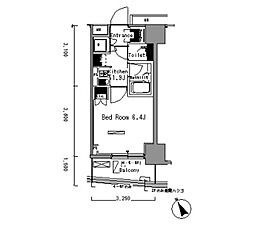 パークアクシス新板橋イースト 4階1Kの間取り