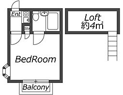 ペアパレスアカツカB ワンルームの間取図画像