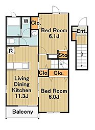 北ウィング 2LDKの間取図画像