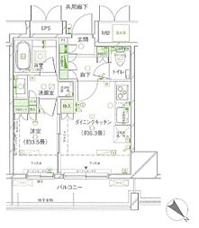 レフィール築地レジデンス 1DKの間取図画像