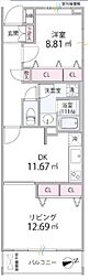 ル・クール 1LDKの間取図画像